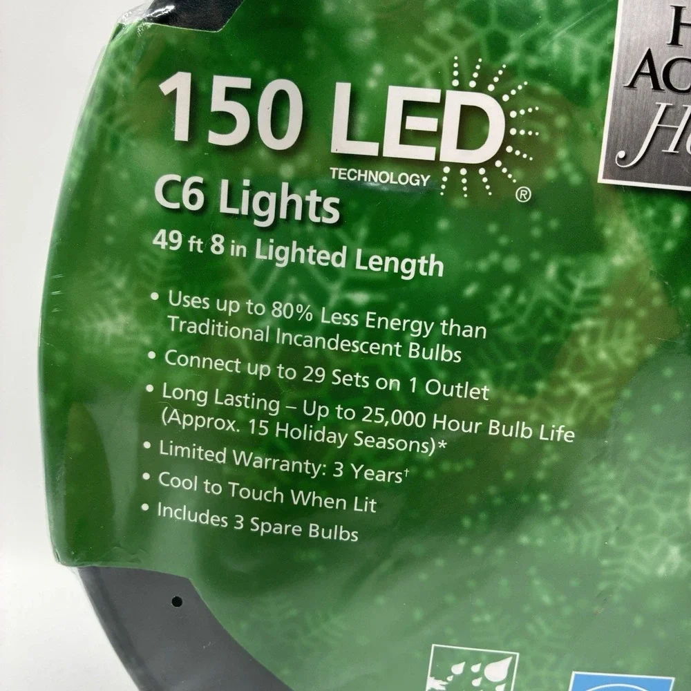 Home‎ Accents LED Lights 150 C6 Multi-Color Green Wire In A Roll 49.8 Ft Holiday